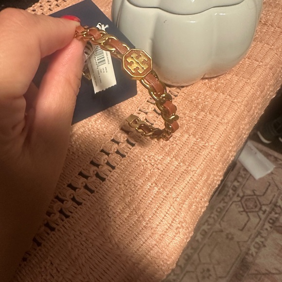 Lovely Tory Burch Brown and Gold Braided Cuff Bracelet - Picture 4 of 5